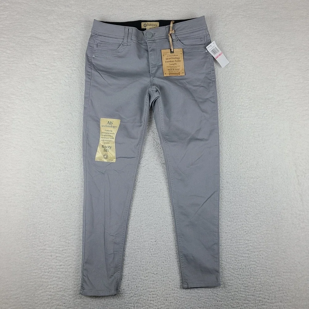 Democracy Jeans Womens 10 Gray Wash Ab Technology Freedom Ankle Skinny Denim NEW